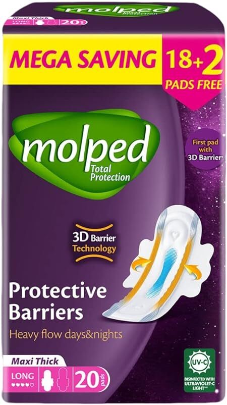 مولبيد حماية كاملة سميكة طويل 18 فوطه + فوط مجانيه