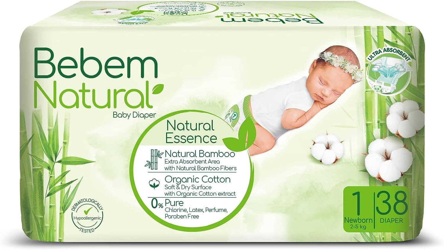 Bebem Natural (1) Newborn (2-5KG) 38 PCS