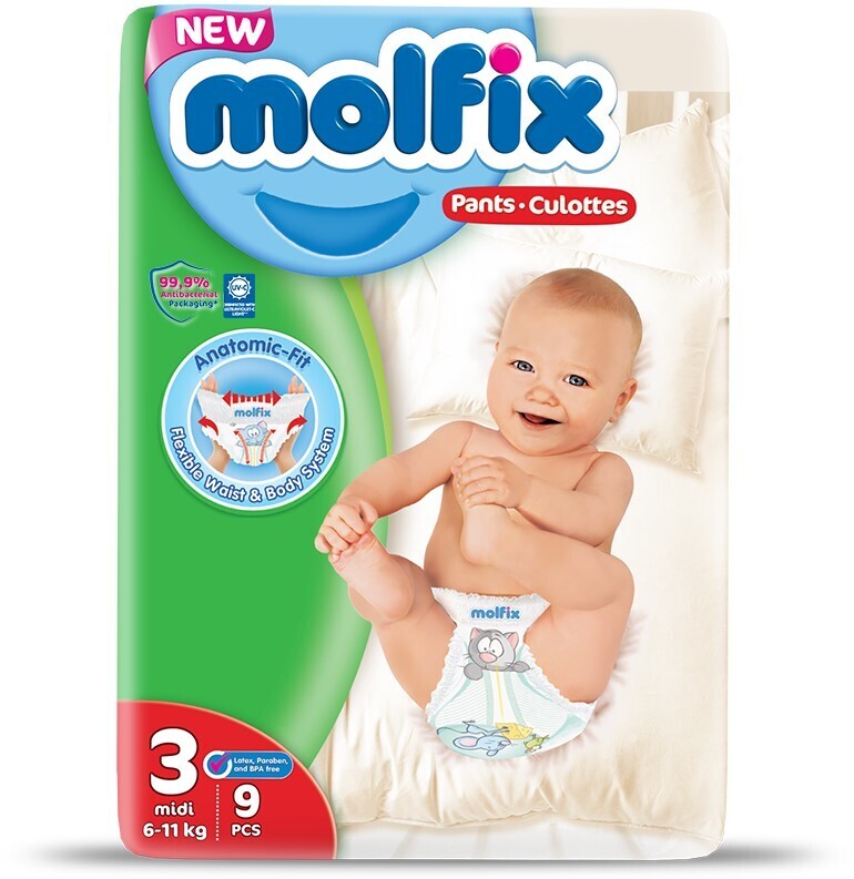 مولفيكس حفاضات اطفال كيلوت (3)4-9كج 9 قطع