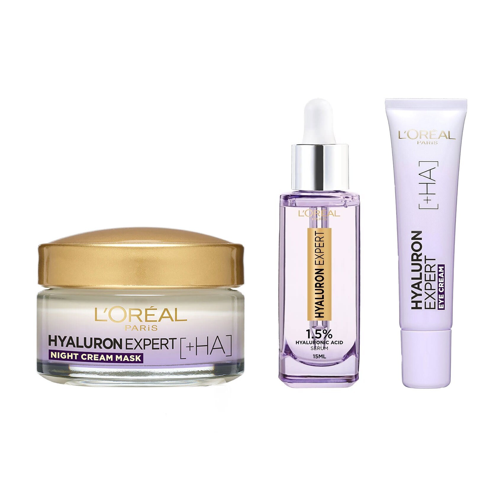 لوريال هيالورين اكسبيرت كريم ليلي + سيروم + كريم للعين