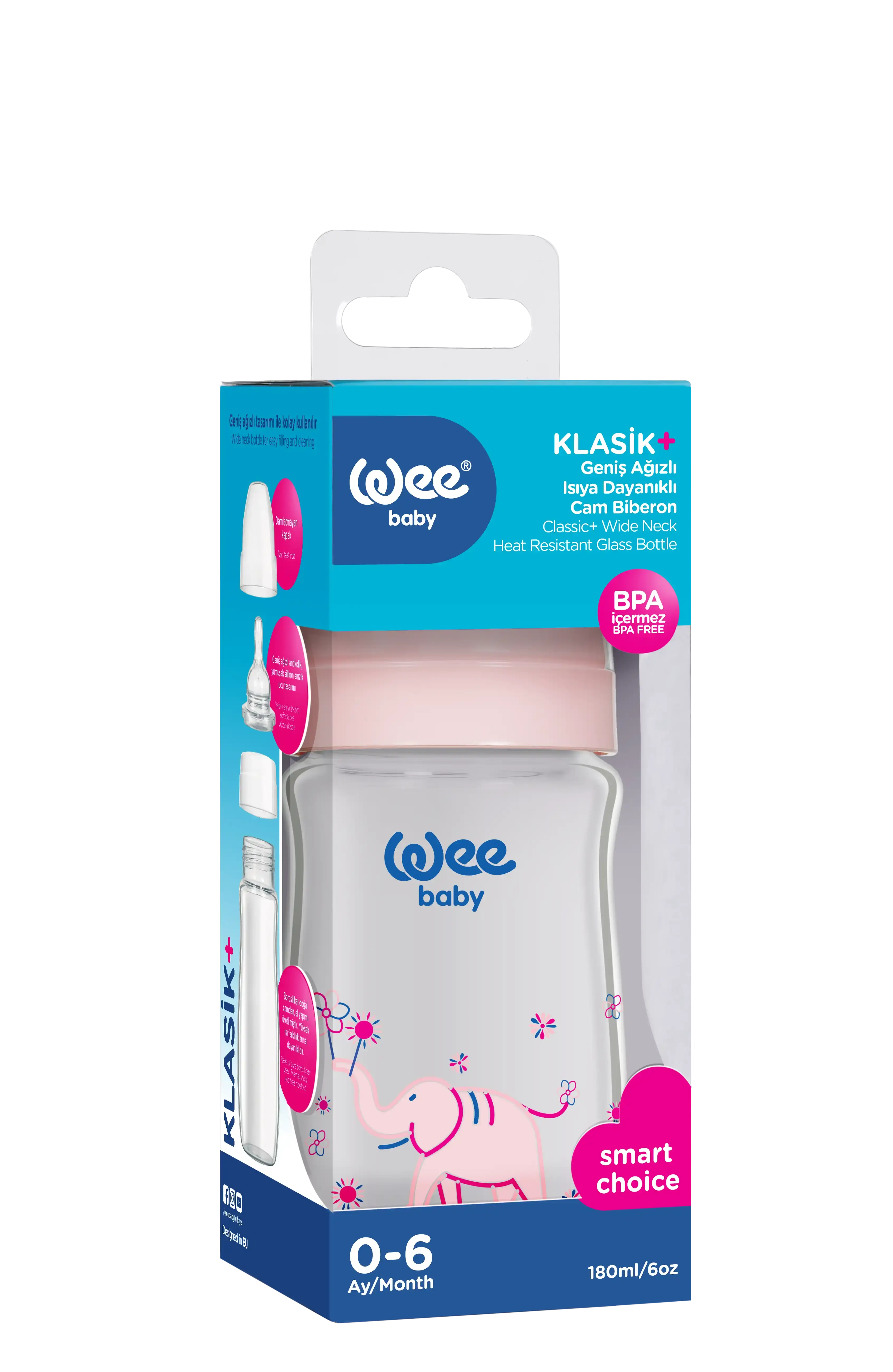 وي بيبي كلاسيك ببرونة زجاج (0-6 شهور) - 120 مل