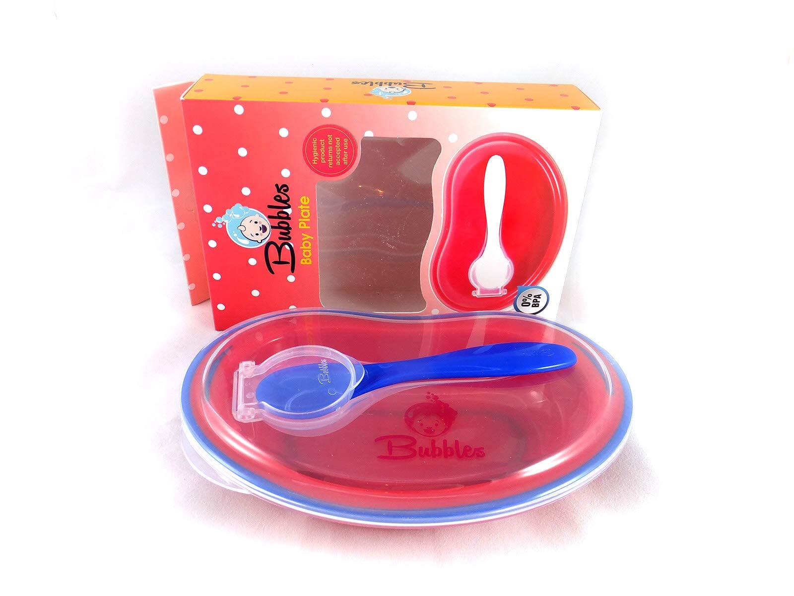 بابلز طبق+ فرشاة + معلقة سيليكون