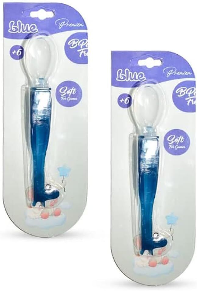 ملعقة سيليكون باللون الأزرق الوردي