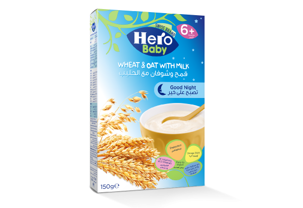 هيرو بيبي سيريال تصبح على خير قمح وشوفان مع حليب 150 جم
